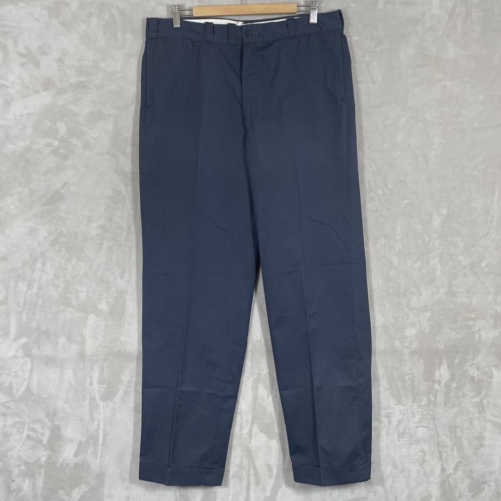True Vintage 1960s Penneys Big Mac Chino Pants Men 36x31 Gripper Zipper 60s Blue